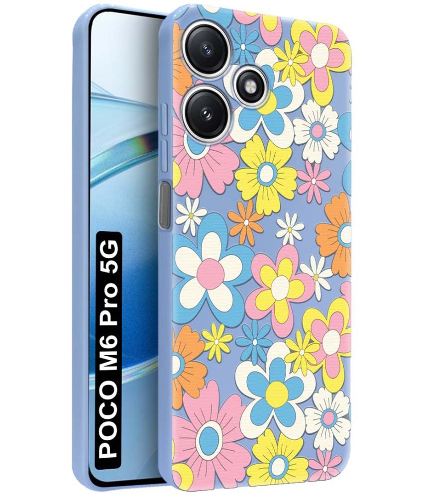     			NBOX Blue Printed Back Cover Silicon Compatible For Poco M6 Pro ( Pack of 1 )