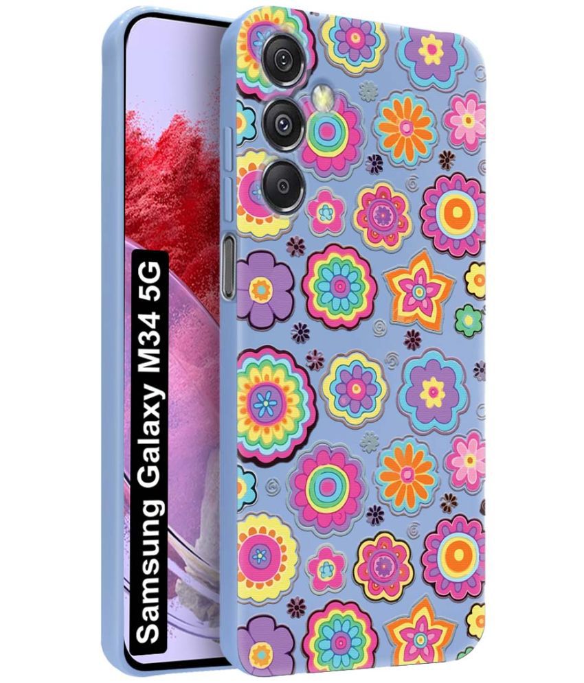     			NBOX Blue Printed Back Cover Silicon Compatible For Samsung Galaxy M34 5G ( Pack of 1 )
