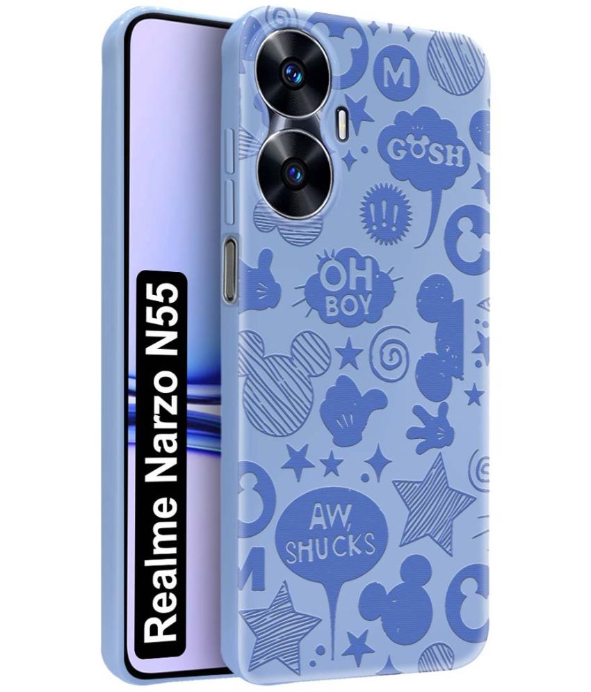     			NBOX Blue Printed Back Cover Silicon Compatible For Realme Narzo N55 ( Pack of 1 )