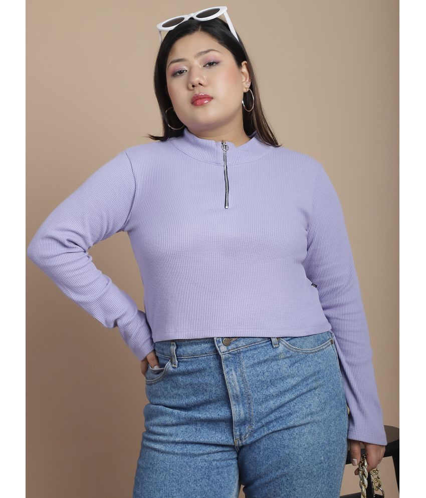     			Rigo Purple Cotton Blend Women's Regular Top ( Pack of 1 )