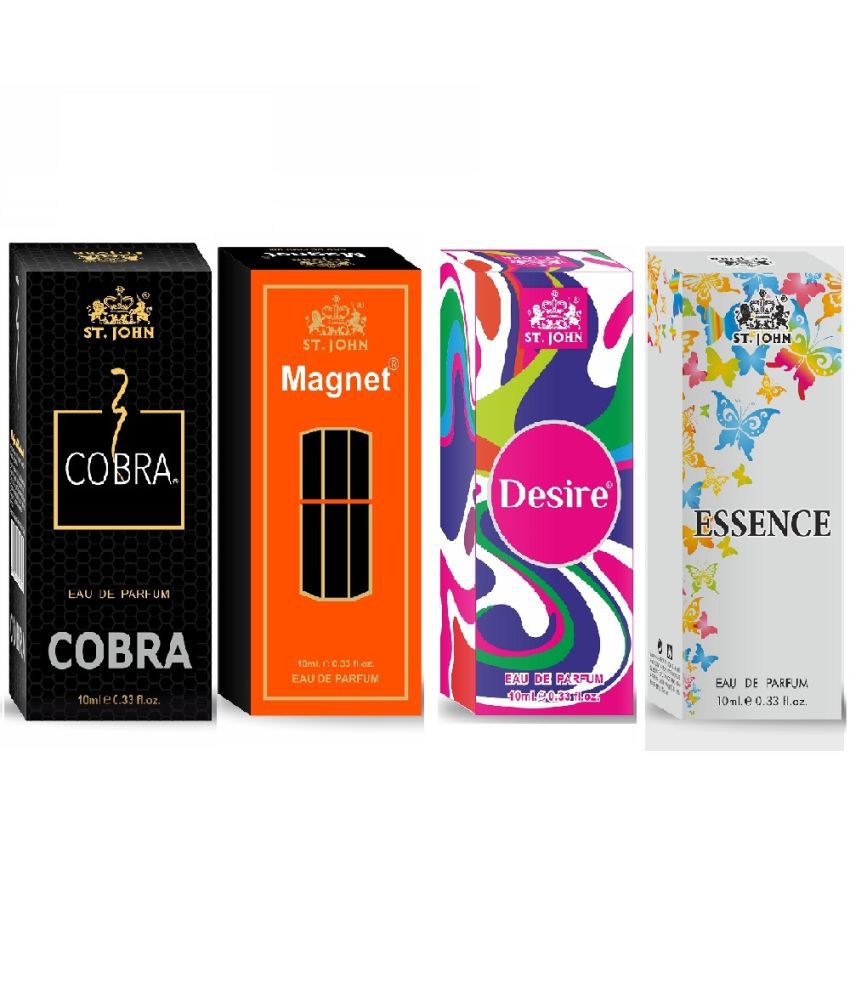     			St. John Cobra,Magnet,Desire & Essence 10ml Each Pocket Perfume for Men 10 ml ( Pack of 4 )