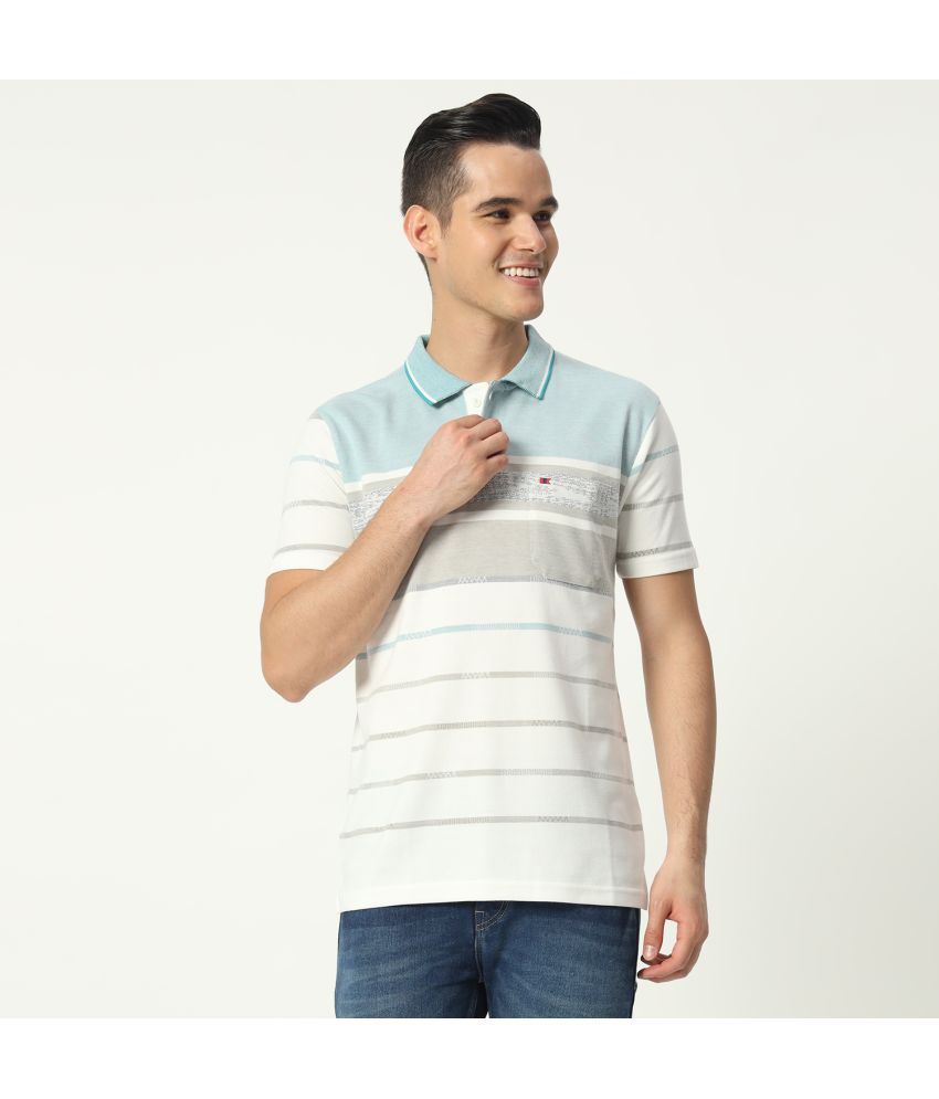     			TAB91 Cotton Blend Regular Fit Striped Half Sleeves Men's Polo T Shirt - Blue ( Pack of 1 )