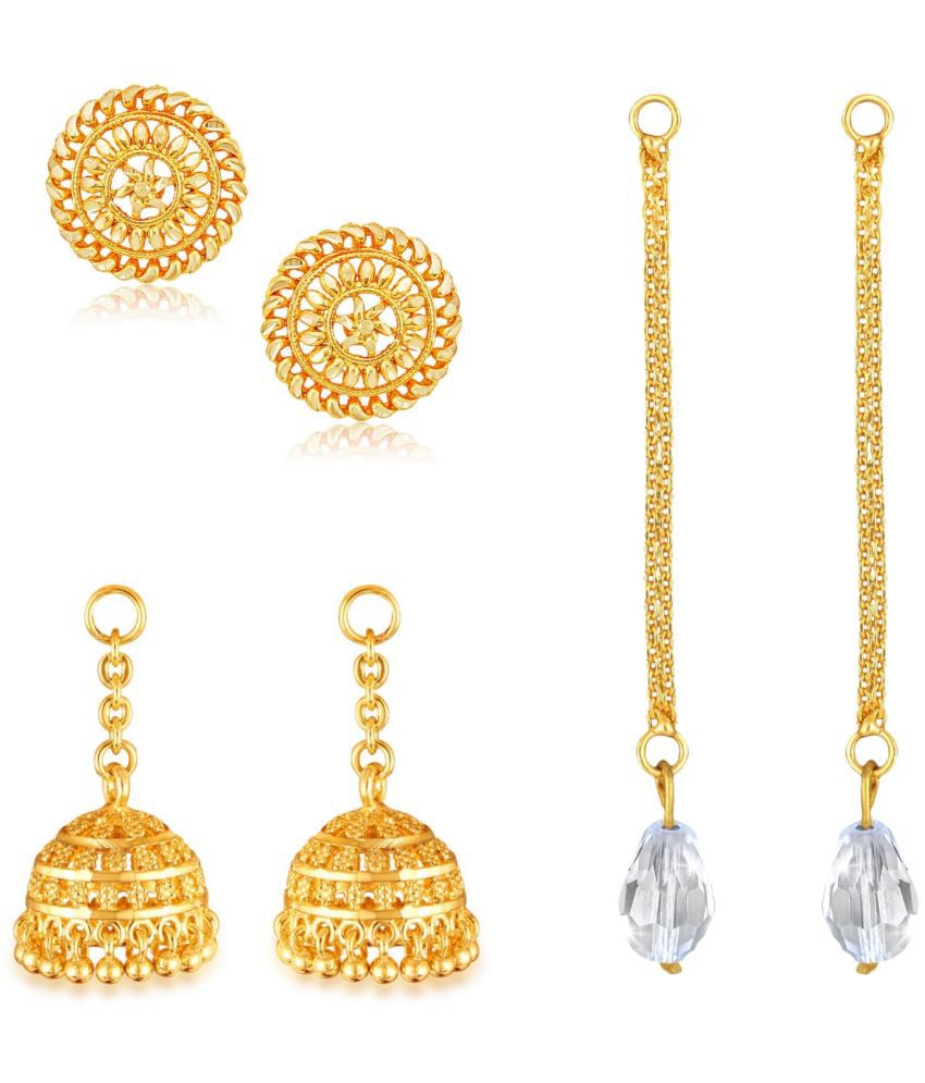     			VIVASTRI Golden Stud Earrings ( Pack of 3 )