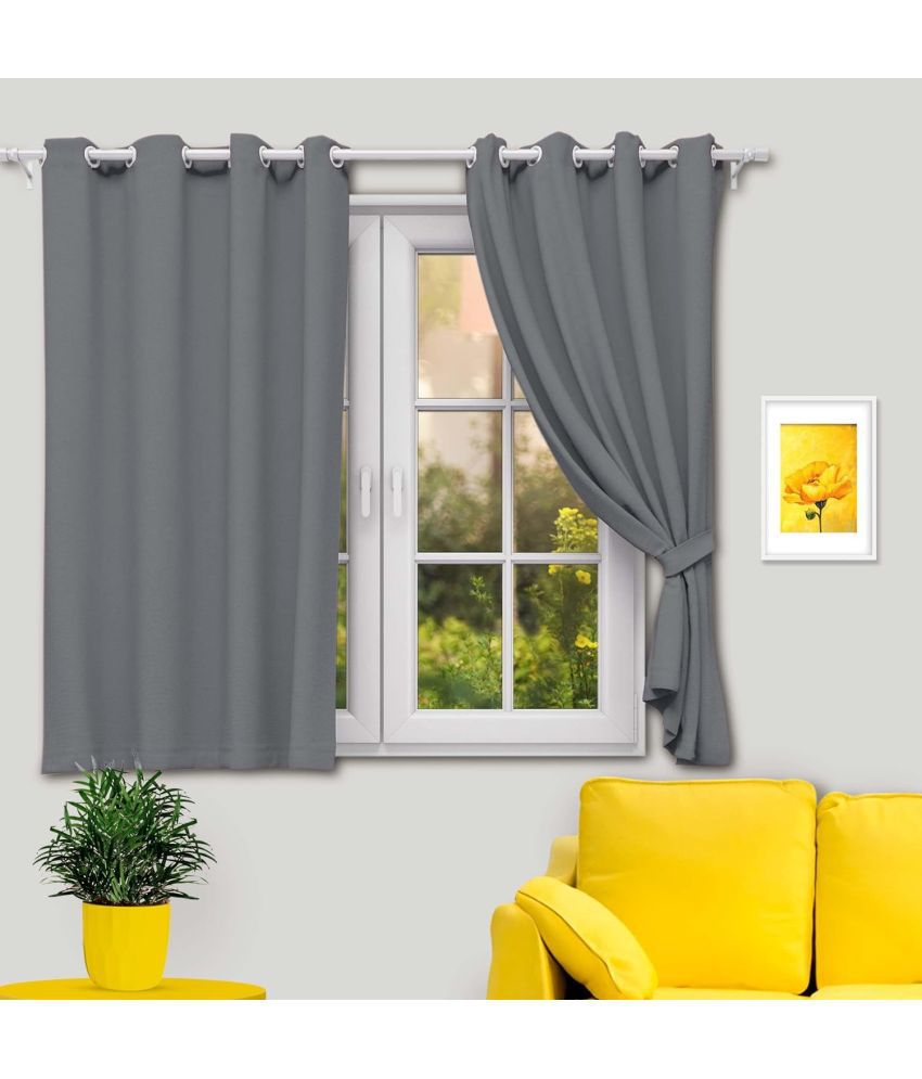    			10Club Solid Blackout Rod Pocket Curtain 5 ft ( Pack of 2 ) - Light Grey