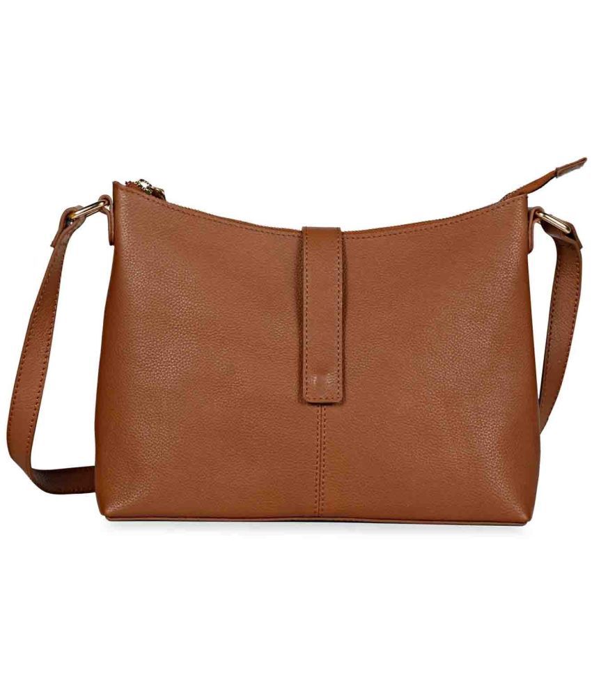     			FAVORE Brown Pure Leather Sling Bag