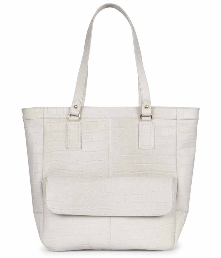     			FAVORE White Pure Leather Shoulder Bag