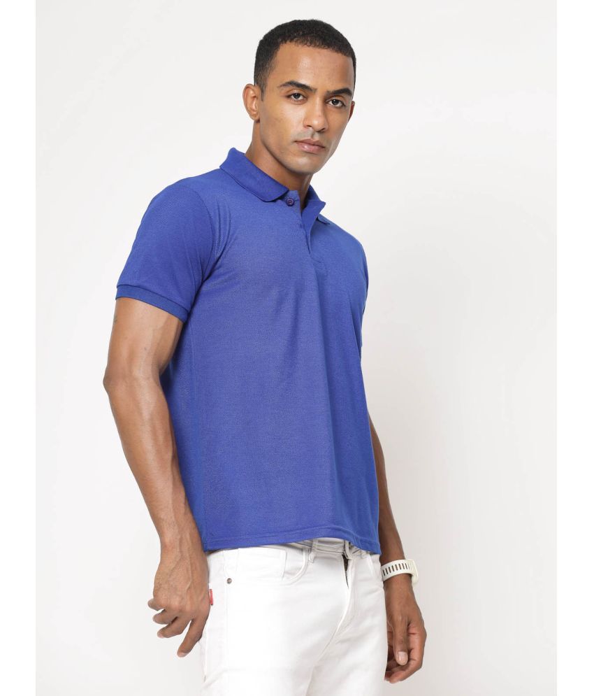     			Fundoo Polyester Slim Fit Solid Half Sleeves Men's Polo T Shirt - Blue ( Pack of 1 )