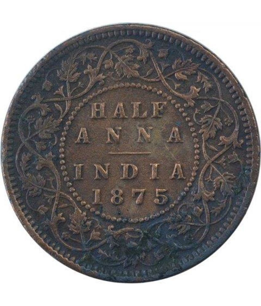     			HALF ANNA 1875 COPPER COIN
