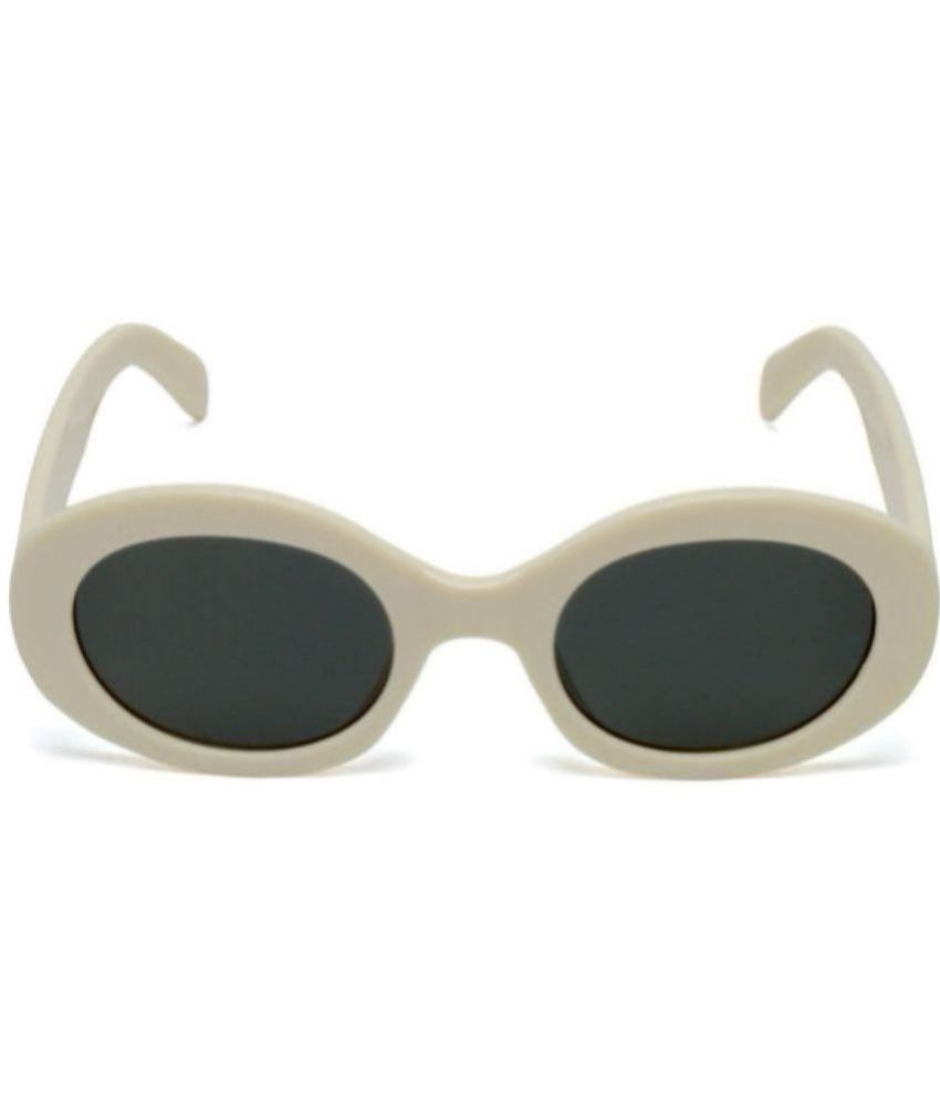     			MESPEE White Oval Sunglasses ( Pack of 1 )