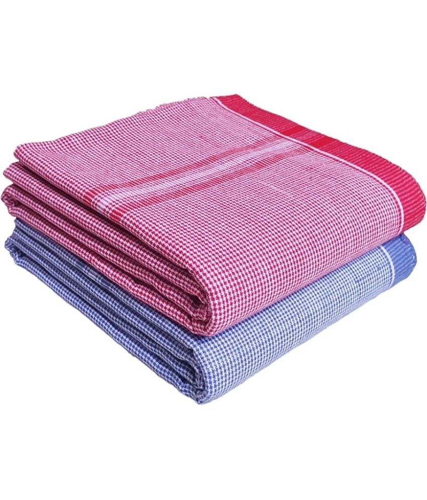     			Mk weaves Cotton Checks Below 300 -GSM Bath Towel ( Pack of 2 ) - Multicolor