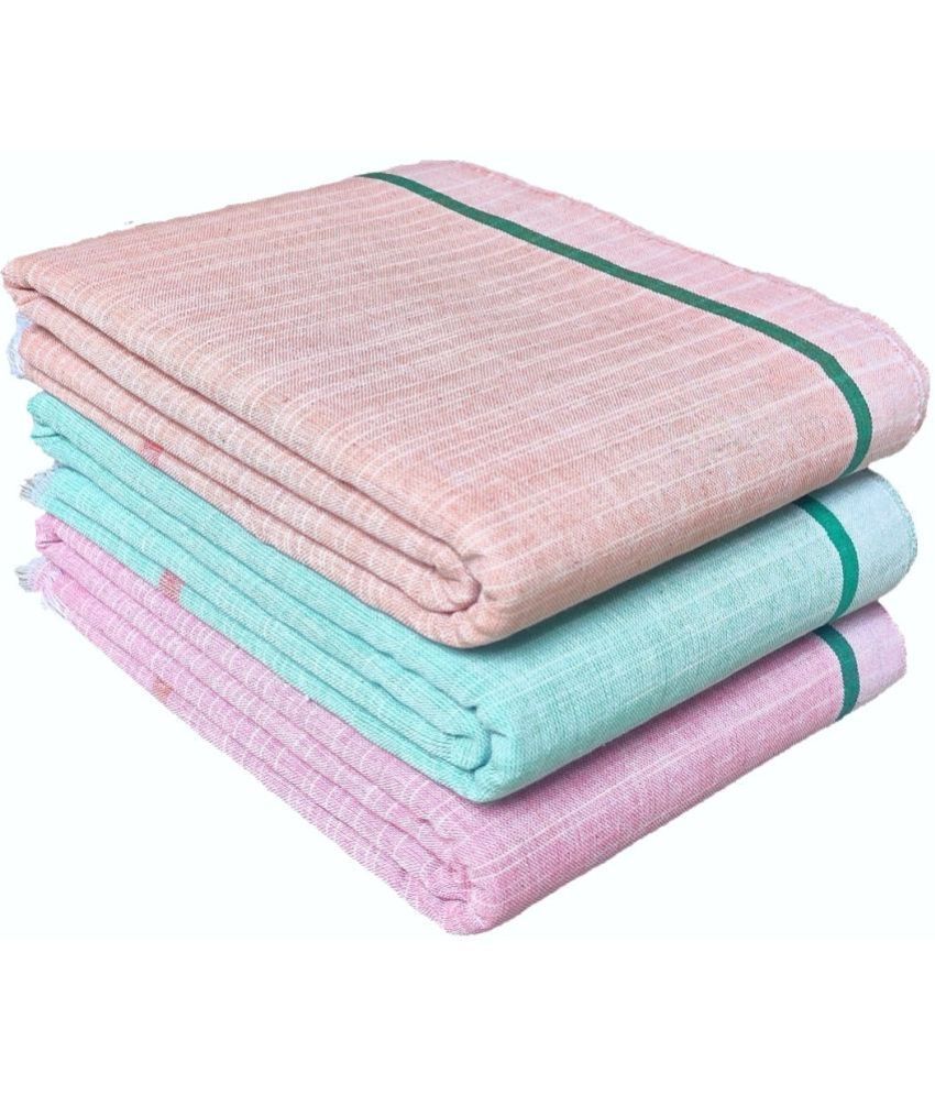     			Mk weaves Cotton Self Design Below 300 -GSM Bath Towel ( Pack of 3 ) - Multicolor