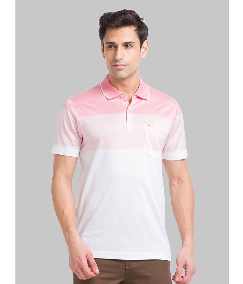     			Park Avenue Cotton Slim Fit Colorblock Half Sleeves Men's Polo T Shirt - Pink ( Pack of 1 )