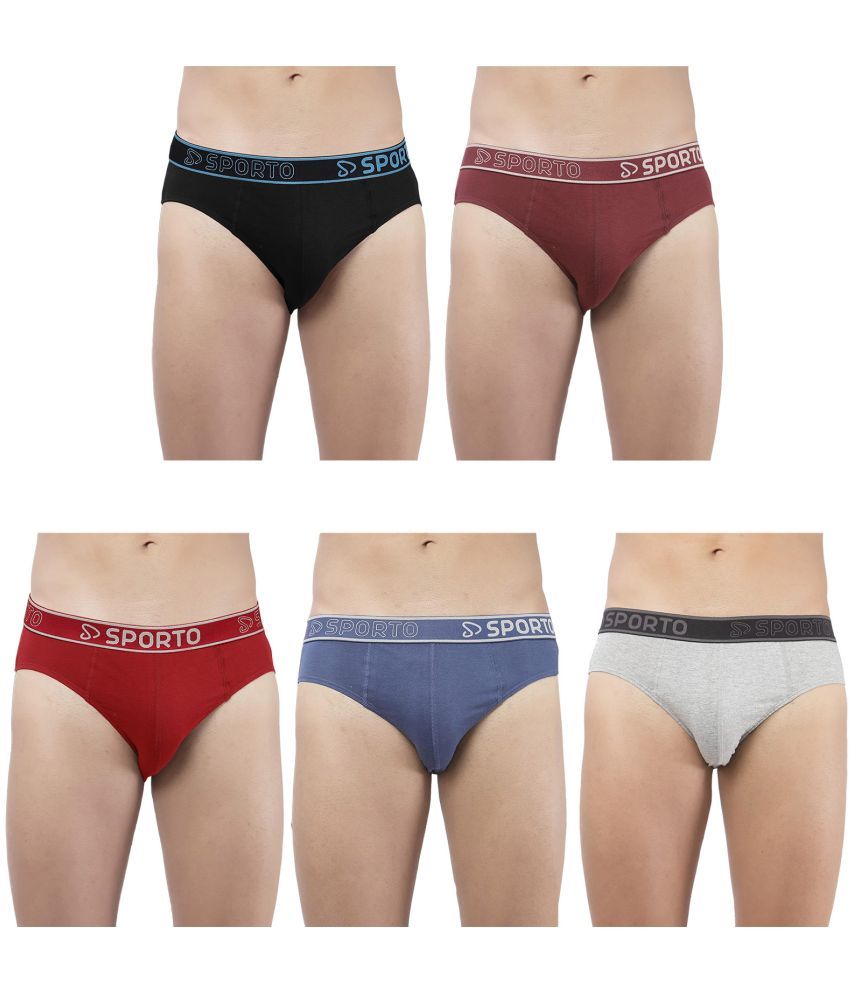     			SPORTO Multicolor Cotton Men's Briefs ( Pack of 5 )