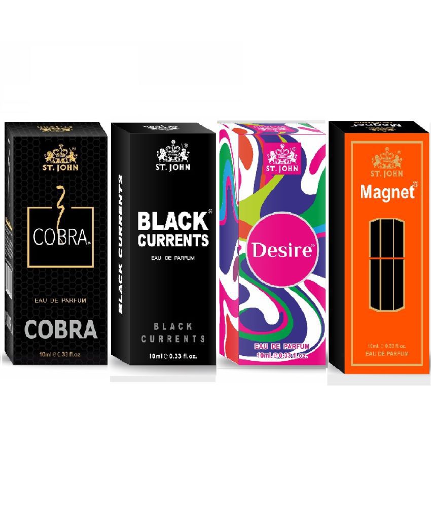     			St. John Cobra ,Black Current ,Essence & Magnet Pocket Perfume for Men 10 ml ( Pack of 4 )