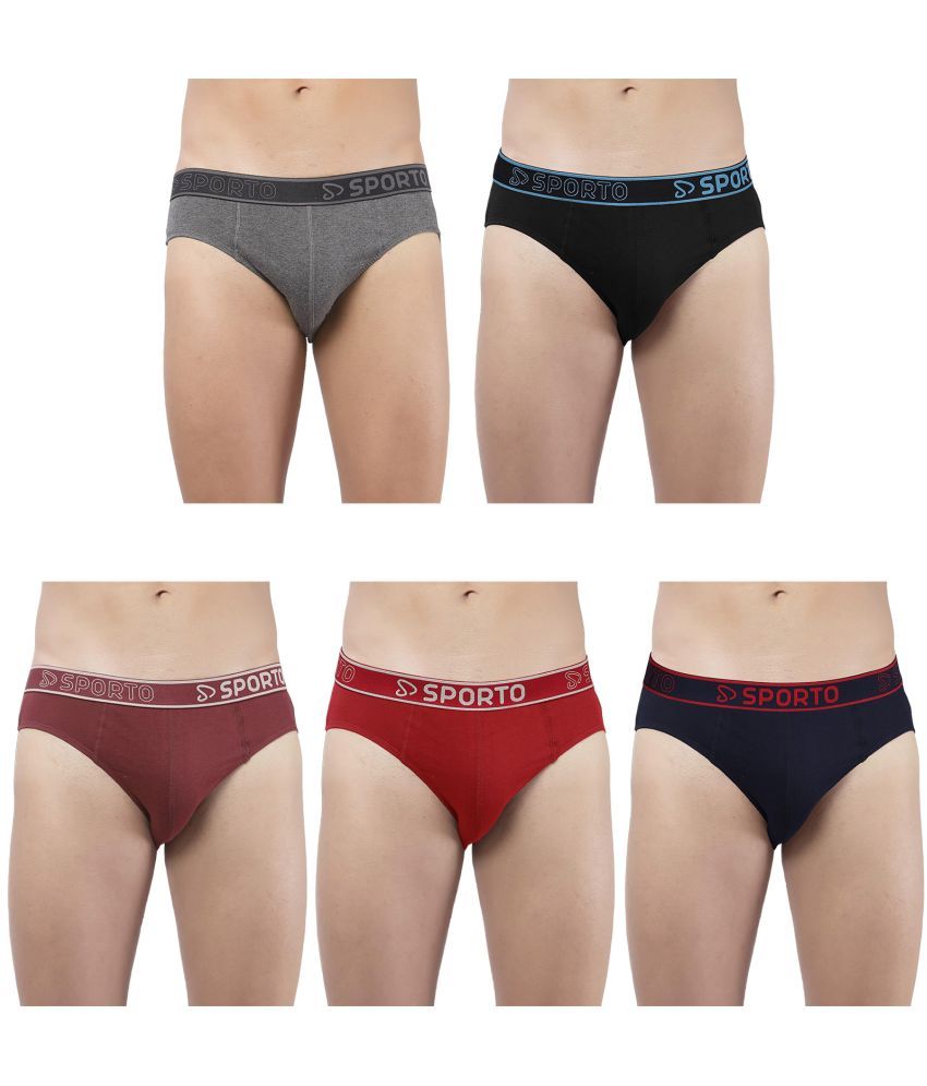     			SPORTO Multicolor Cotton Men's Briefs ( Pack of 5 )