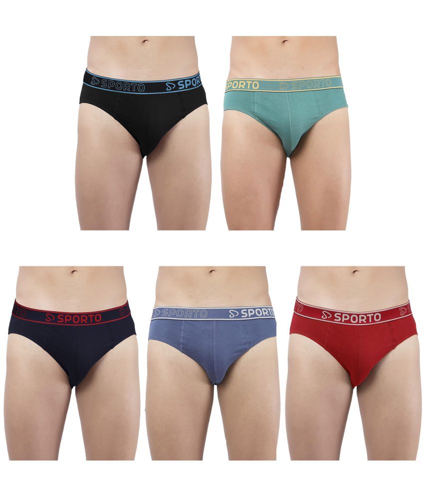     			SPORTO Multicolor Cotton Men's Briefs ( Pack of 5 )