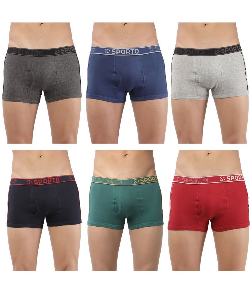     			SPORTO Multicolor Cotton Men's Trunks ( Pack of 6 )