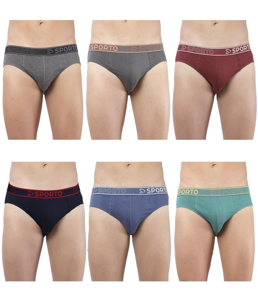     			SPORTO Multicolor Cotton Men's Briefs ( Pack of 6 )