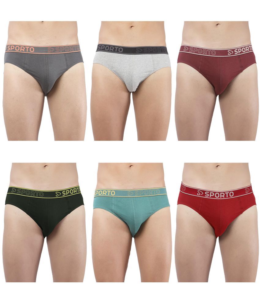     			SPORTO Multicolor Cotton Men's Briefs ( Pack of 6 )