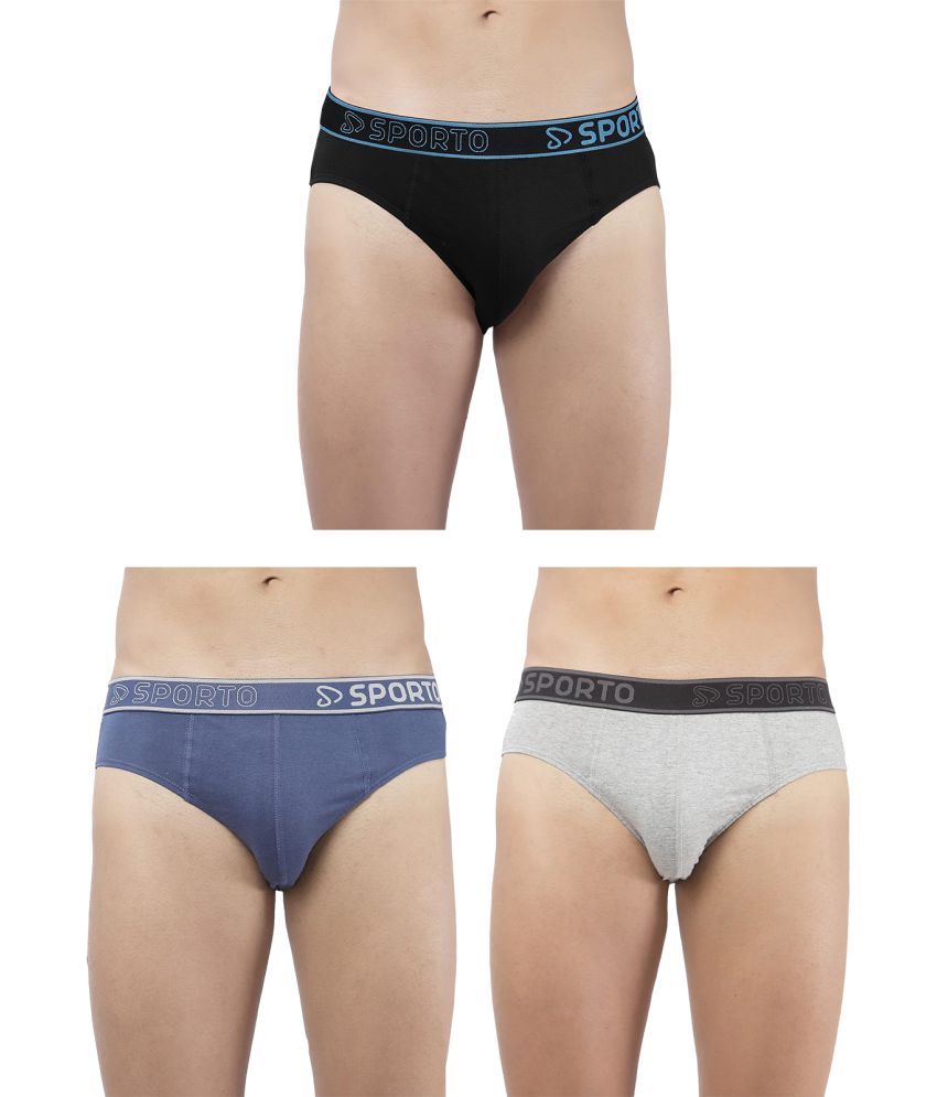     			SPORTO Multicolor Cotton Men's Briefs ( Pack of 3 )