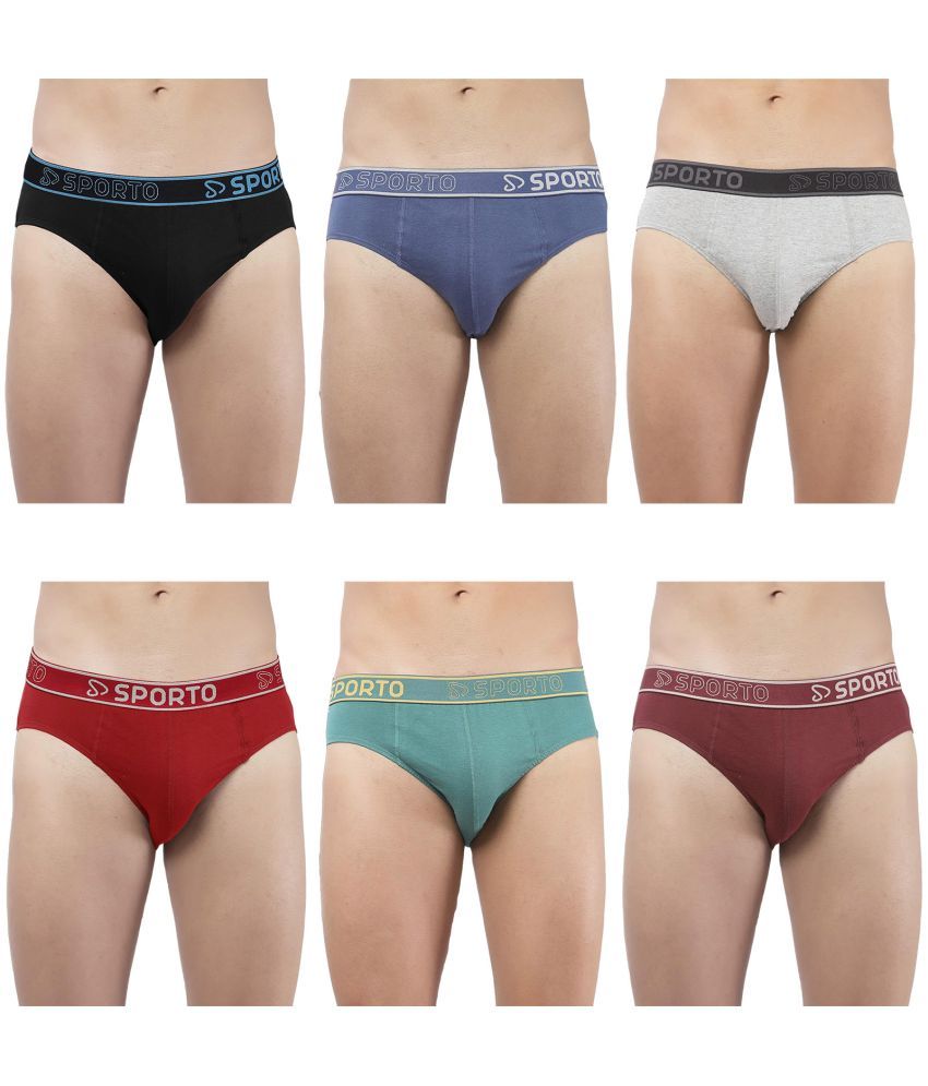     			SPORTO Multicolor Cotton Men's Briefs ( Pack of 6 )