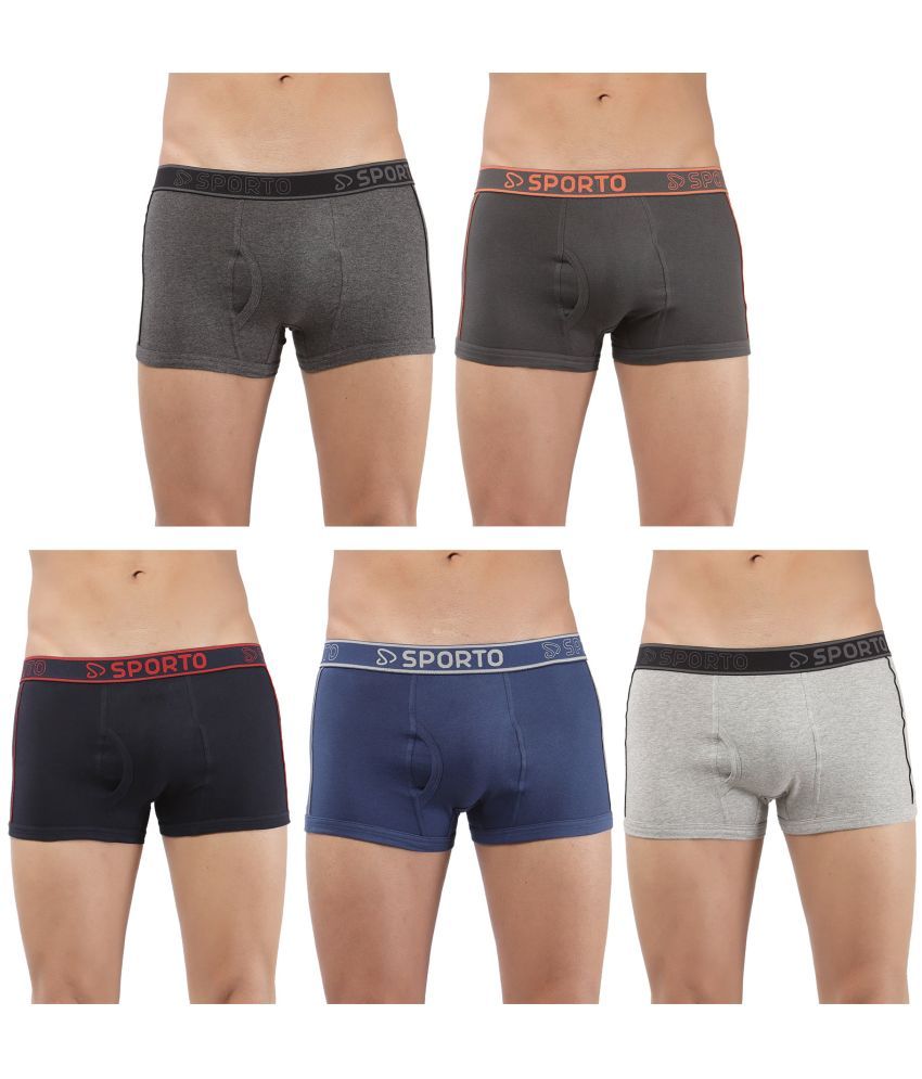     			SPORTO Multicolor Cotton Men's Trunks ( Pack of 5 )