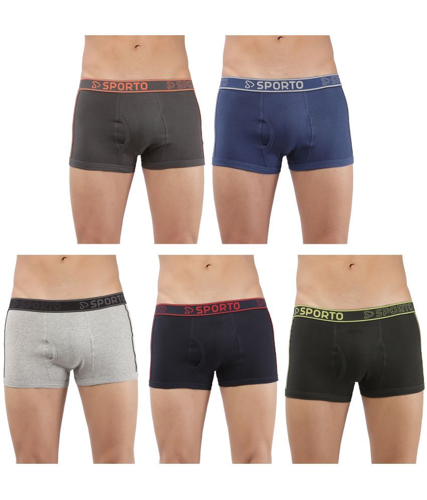     			SPORTO Multicolor Cotton Men's Trunks ( Pack of 5 )