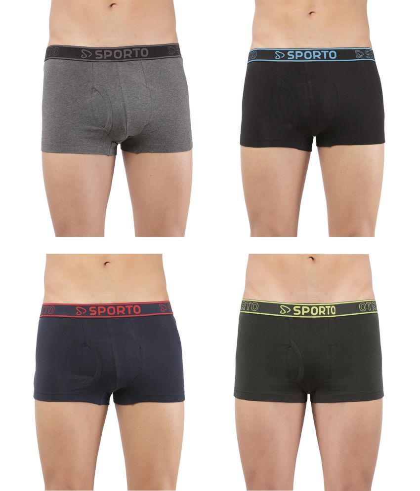     			SPORTO Multicolor Cotton Men's Trunks ( Pack of 4 )