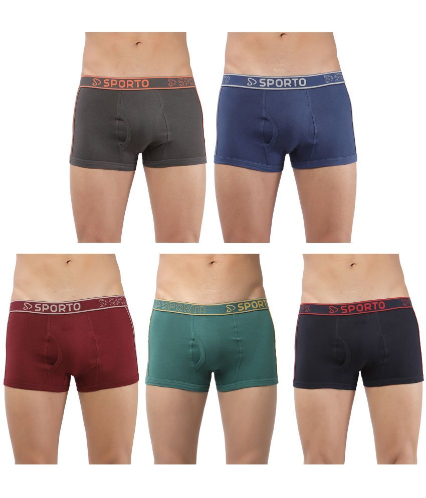     			SPORTO Multicolor Cotton Men's Trunks ( Pack of 5 )