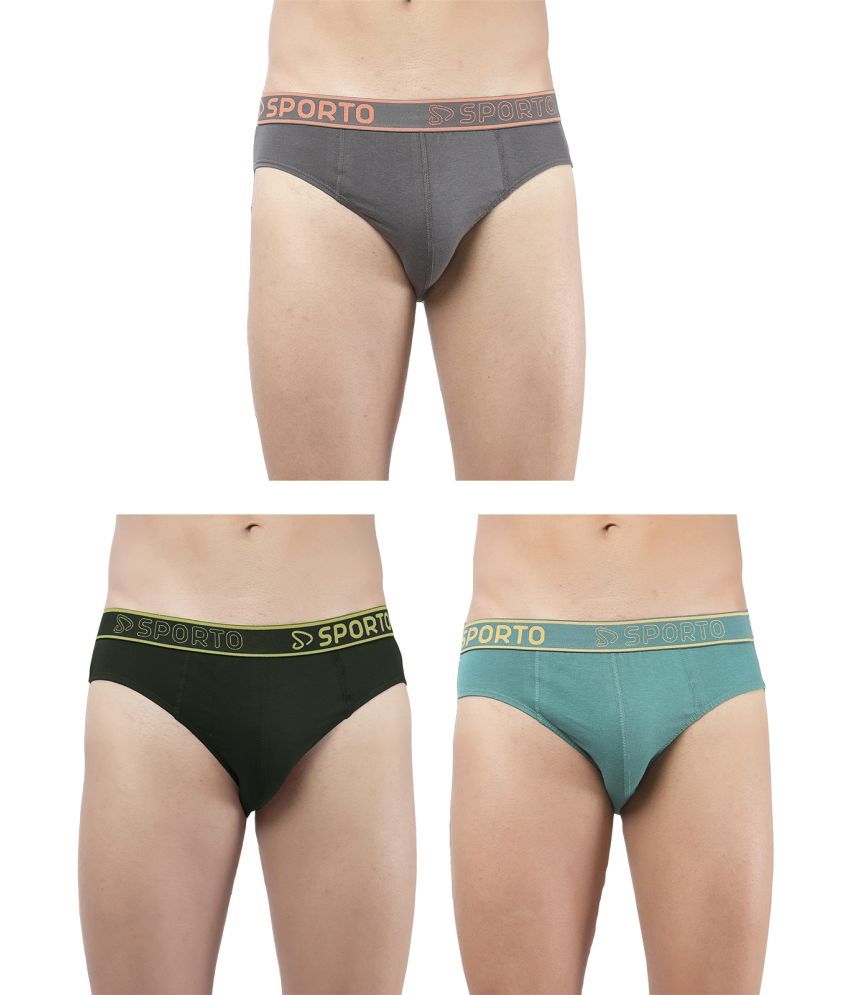     			SPORTO Multicolor Cotton Men's Briefs ( Pack of 3 )