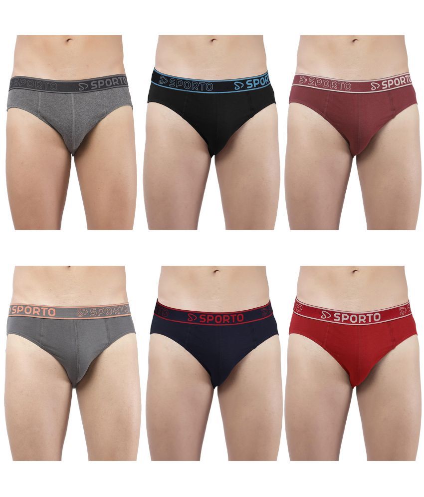     			SPORTO Multicolor Cotton Men's Briefs ( Pack of 6 )