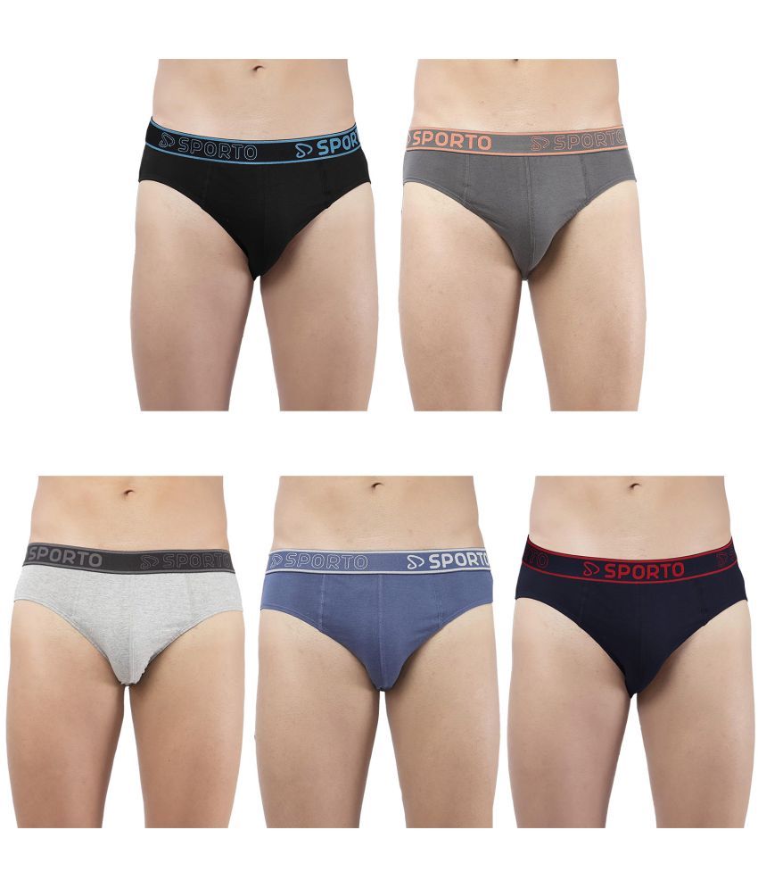     			SPORTO Multicolor Cotton Men's Briefs ( Pack of 5 )