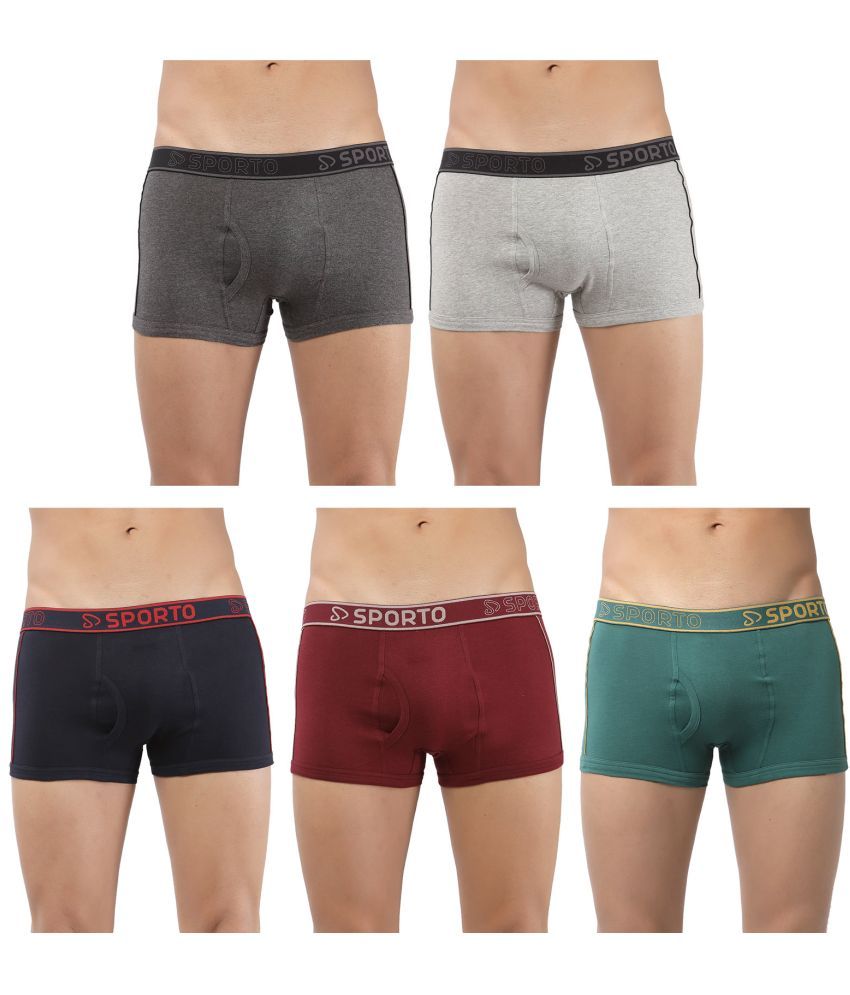     			SPORTO Multicolor Cotton Men's Trunks ( Pack of 5 )