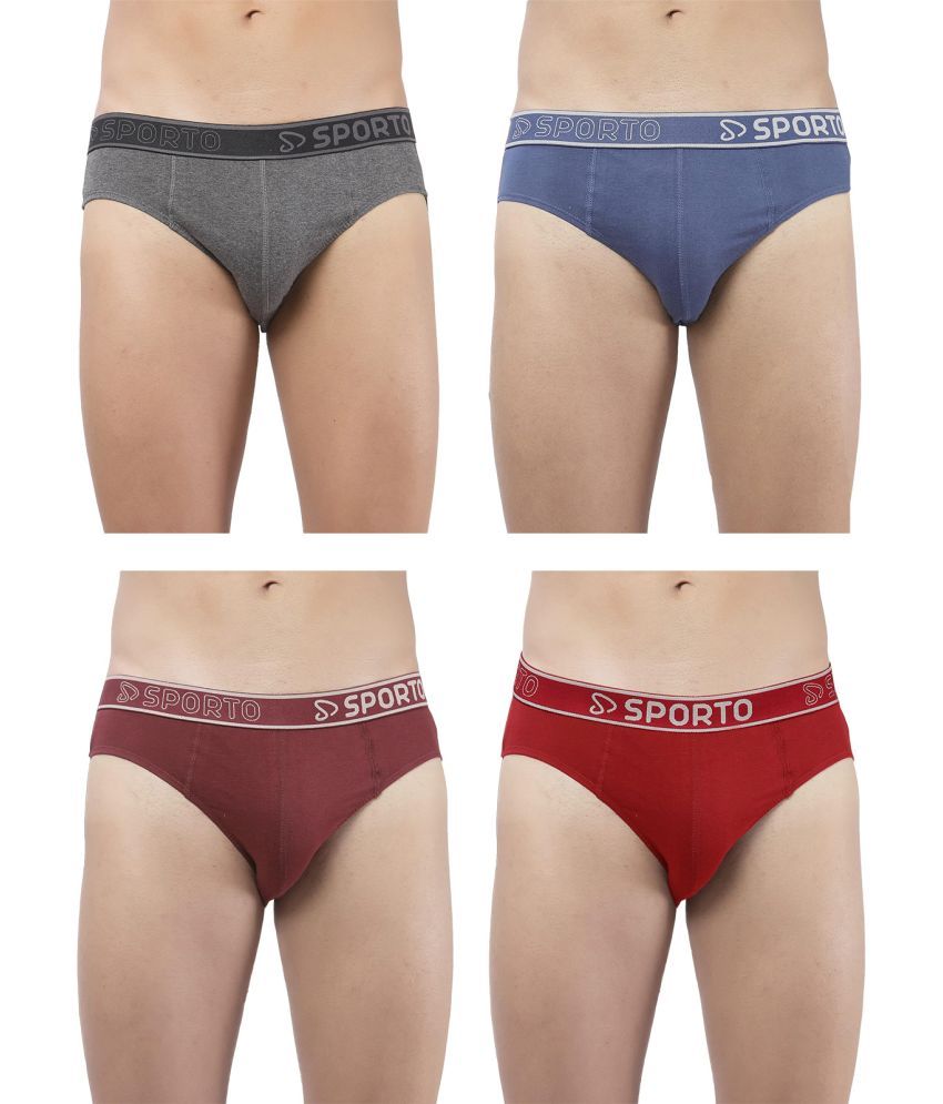     			SPORTO Multicolor Cotton Men's Briefs ( Pack of 4 )