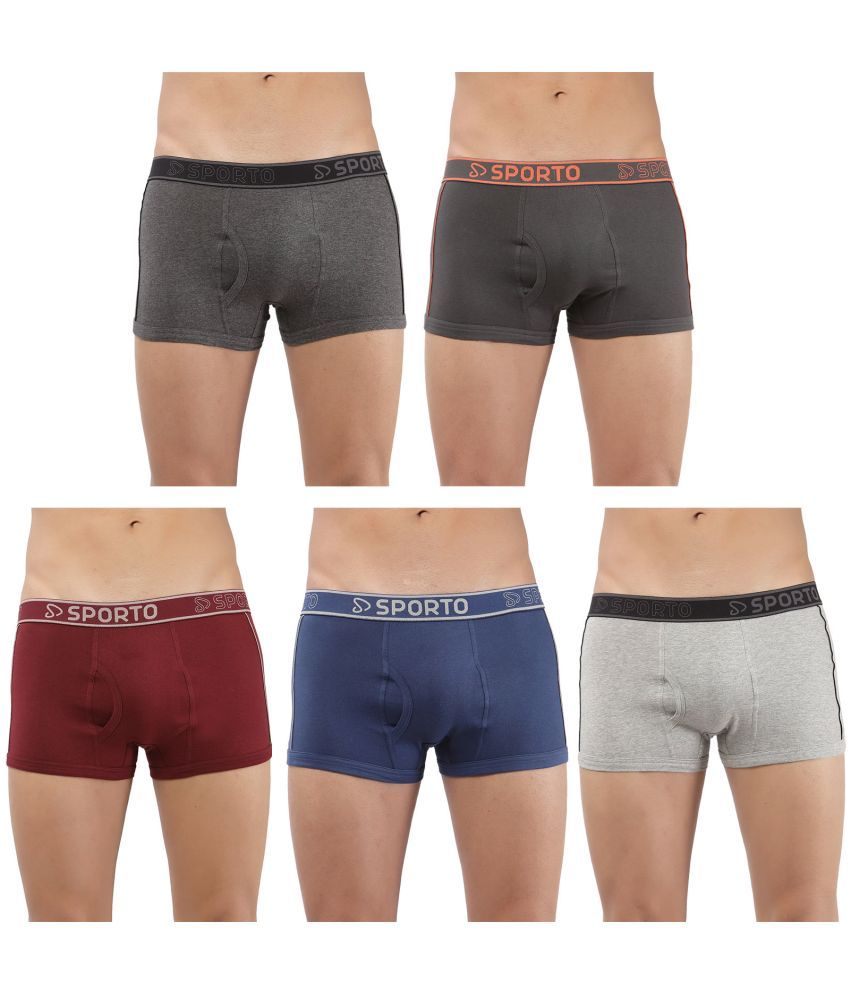     			SPORTO Multicolor Cotton Men's Trunks ( Pack of 5 )