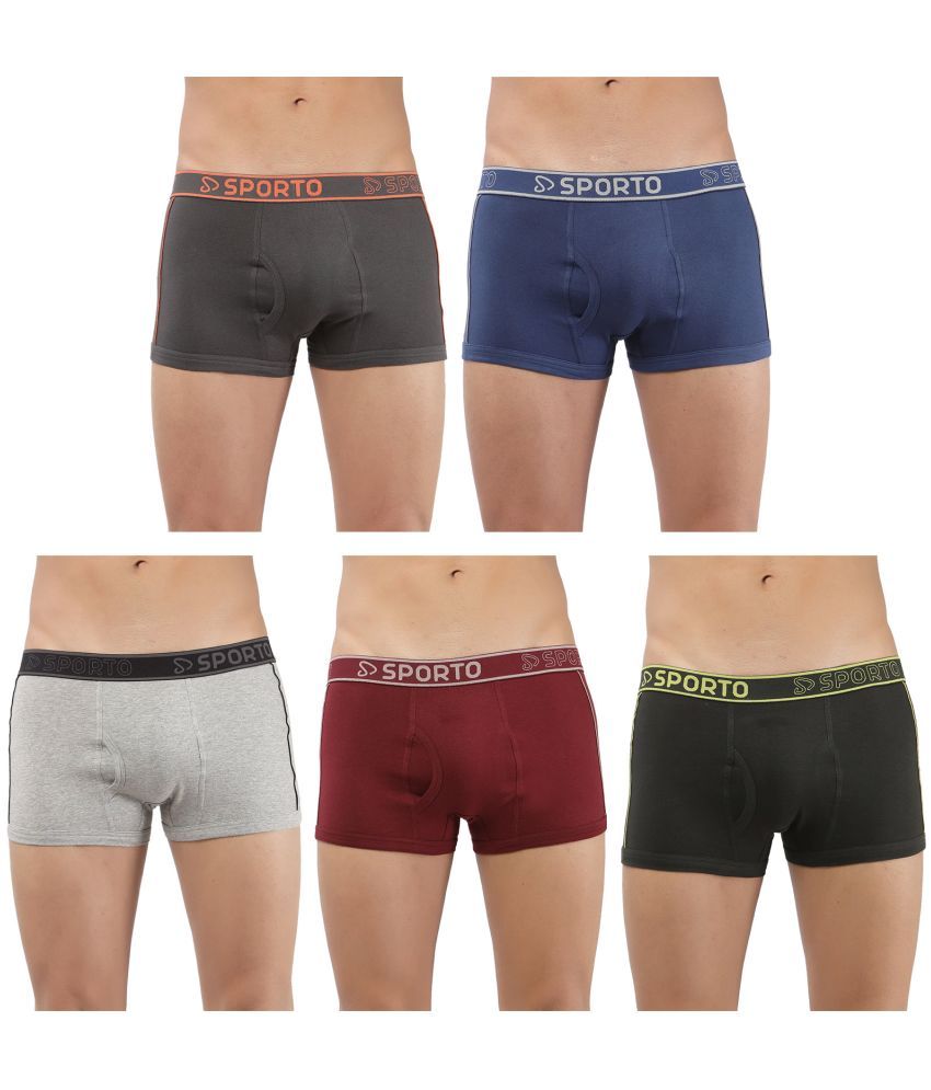     			SPORTO Multicolor Cotton Men's Trunks ( Pack of 5 )