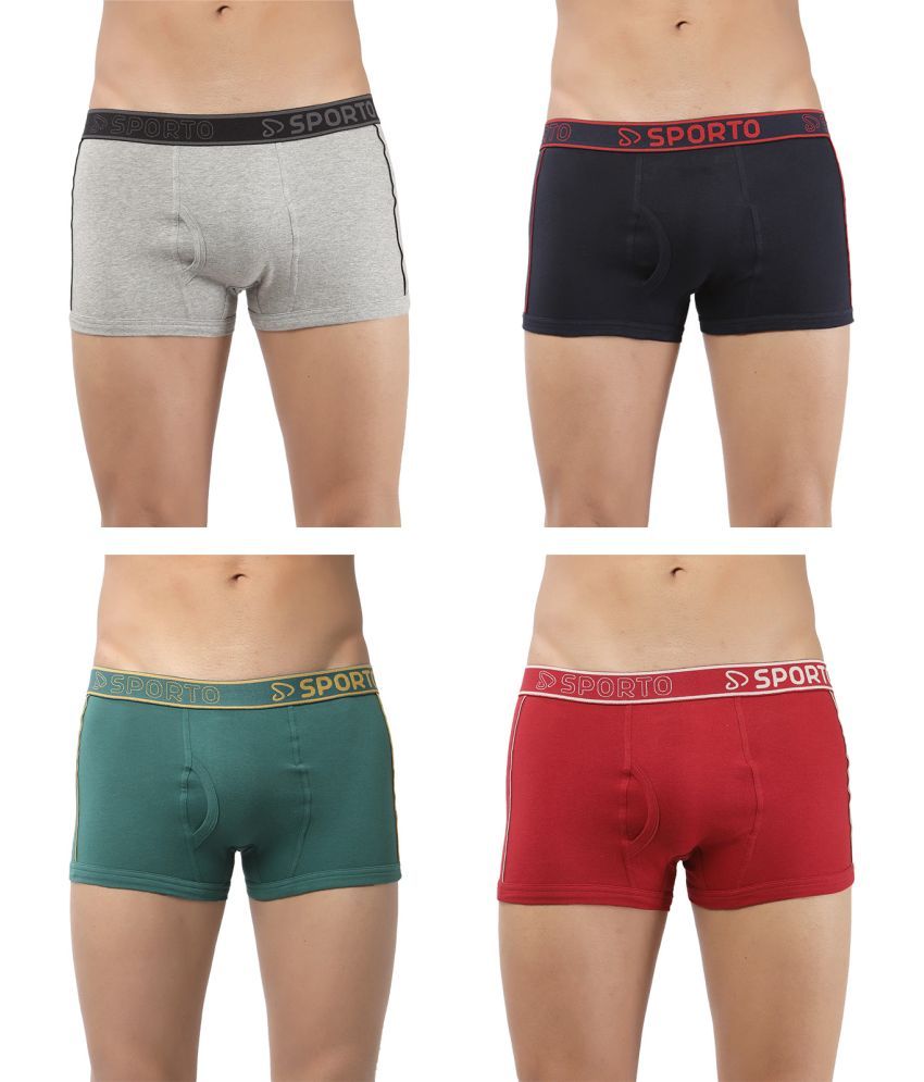     			SPORTO Multicolor Cotton Men's Trunks ( Pack of 4 )