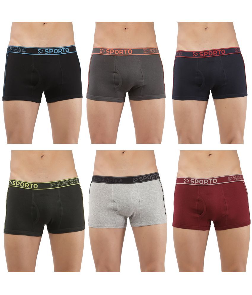     			SPORTO Multicolor Cotton Men's Trunks ( Pack of 6 )