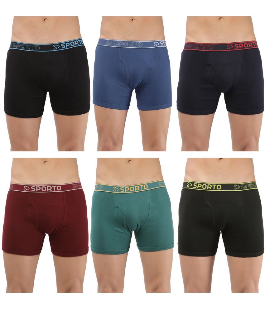     			SPORTO Multicolor Cotton Men's Trunks ( Pack of 6 )