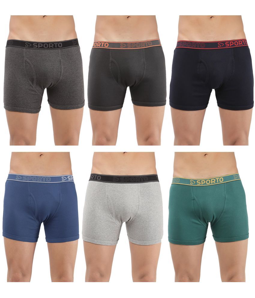     			SPORTO Multicolor Cotton Men's Trunks ( Pack of 6 )