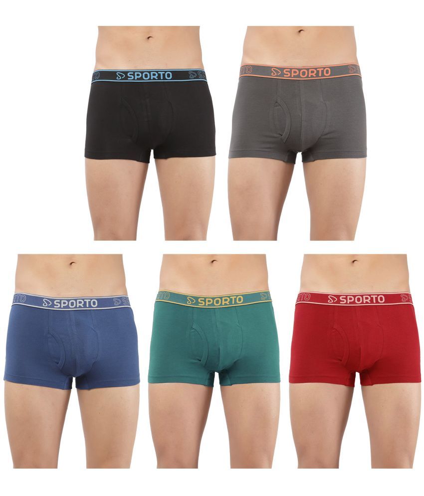     			SPORTO Multicolor Cotton Men's Trunks ( Pack of 5 )