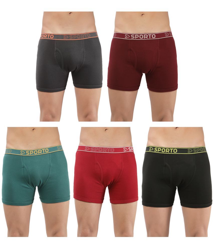     			SPORTO Multicolor Cotton Men's Trunks ( Pack of 5 )