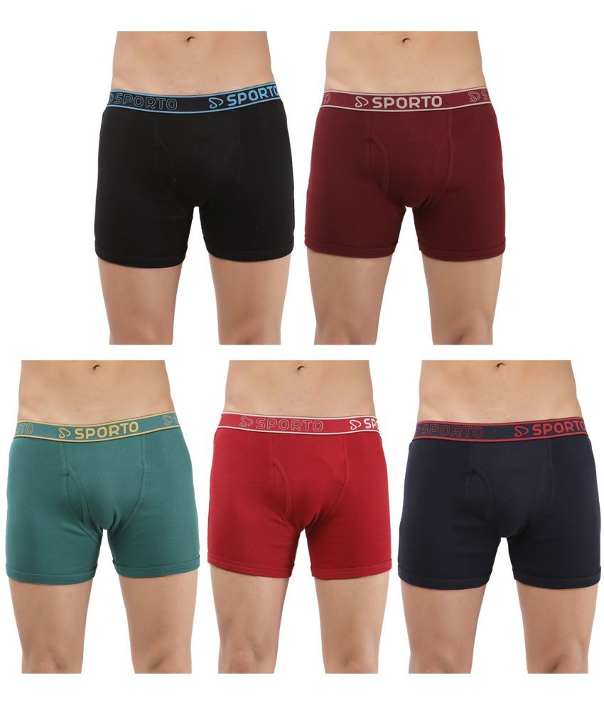     			SPORTO Multicolor Cotton Men's Trunks ( Pack of 5 )