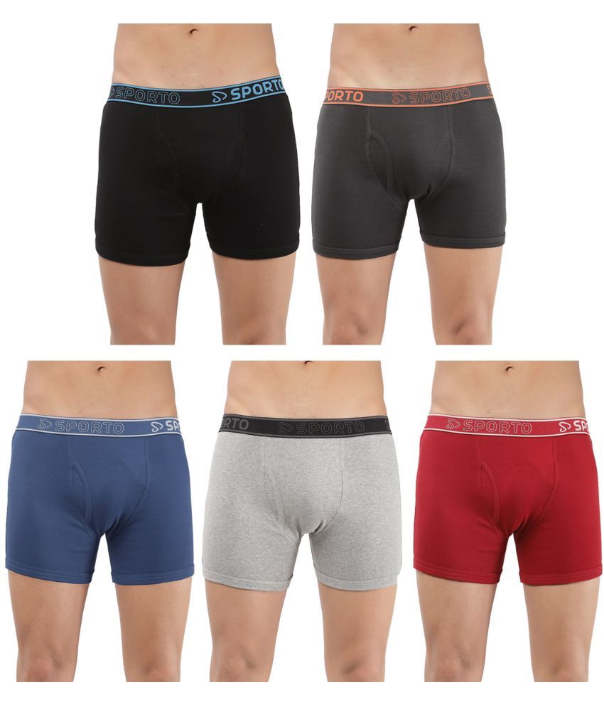     			SPORTO Multicolor Cotton Men's Trunks ( Pack of 5 )