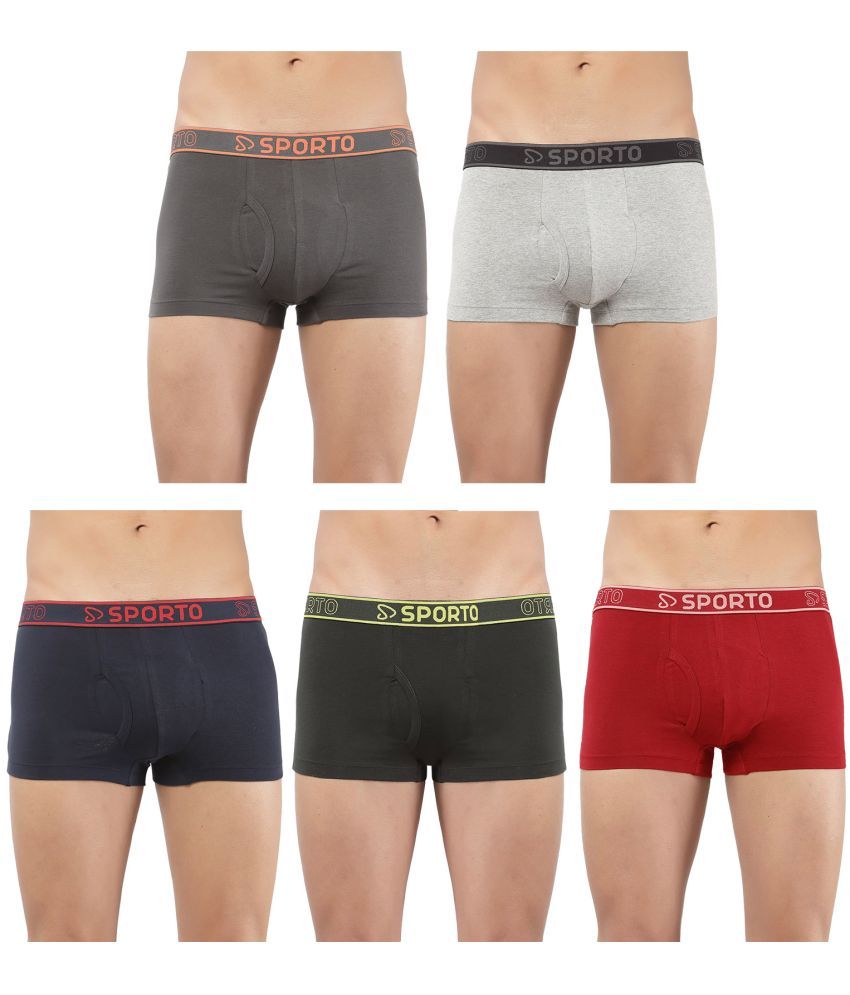     			SPORTO Multicolor Cotton Men's Trunks ( Pack of 5 )