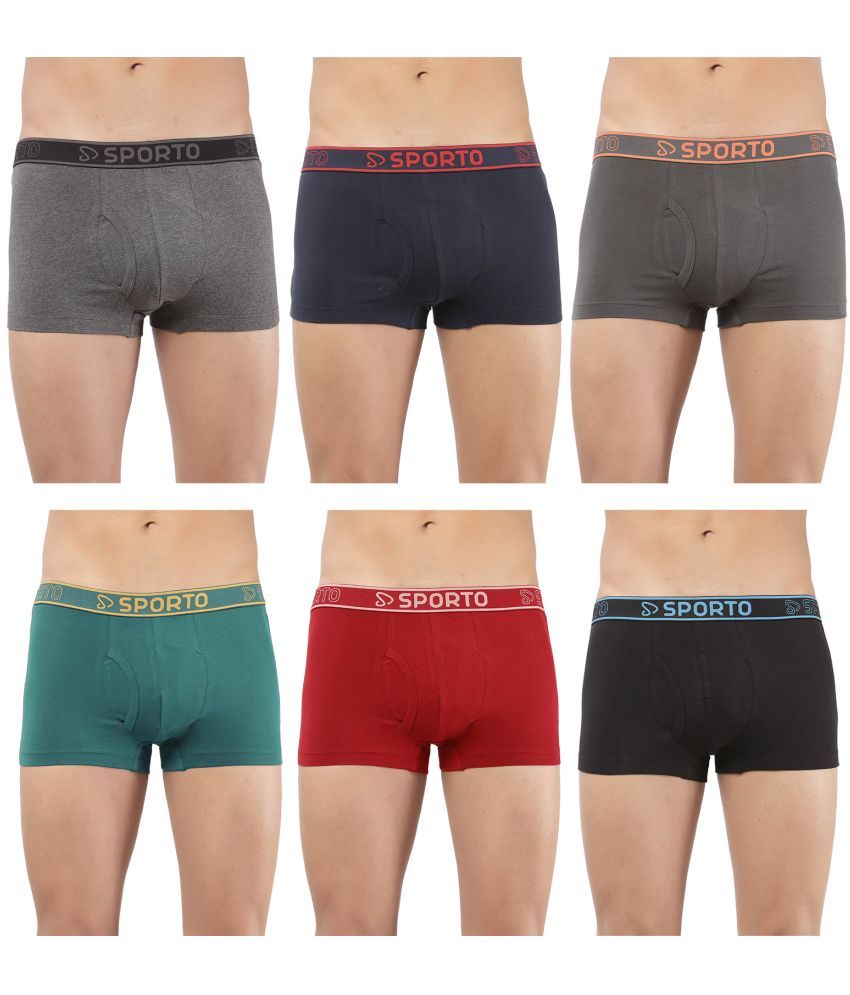     			SPORTO Multicolor Cotton Men's Trunks ( Pack of 6 )