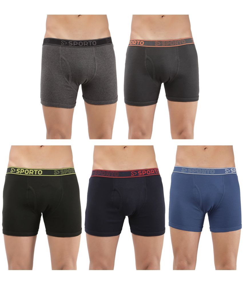     			SPORTO Multicolor Cotton Men's Trunks ( Pack of 5 )