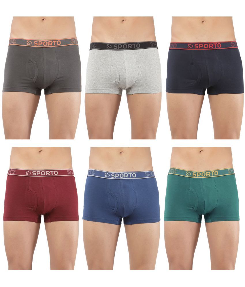     			SPORTO Multicolor Cotton Men's Trunks ( Pack of 6 )