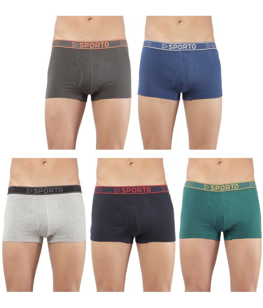     			SPORTO Multicolor Cotton Men's Trunks ( Pack of 5 )