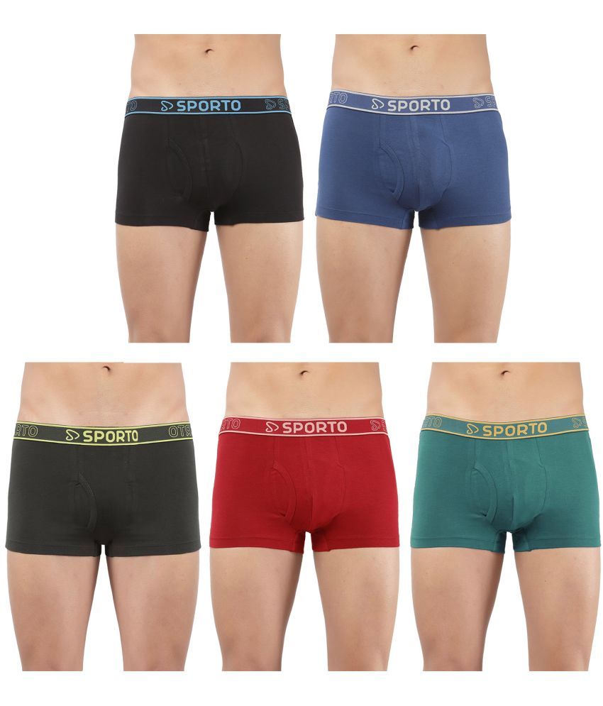     			SPORTO Multicolor Cotton Men's Trunks ( Pack of 5 )